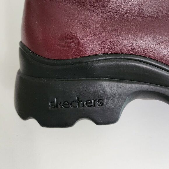 SKECHERS Y2K Style Platform Boots (Size 9) Burgundy, Side Zip Thick Sole 2933 - Picture 7 of 11